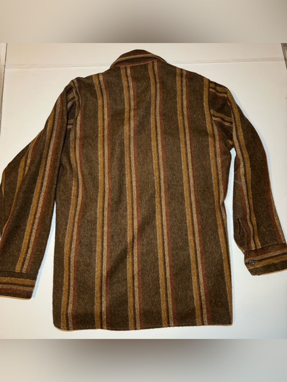 Vintage 1960s/70s Frostproof Earthtone Striped Wool Blend CPO Shirt Jacket - Men - Picture 9 of 9